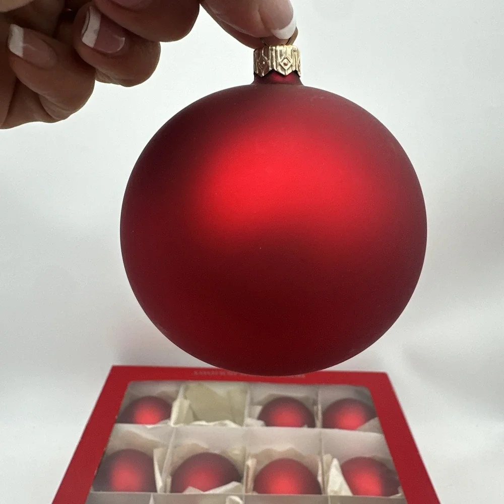 Home for the Holidays EUROPEAN HANDBLOWN Glass Ornament BALL 8cm 2 BOX 23 Total